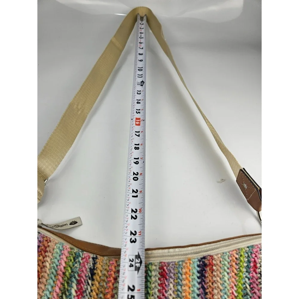 Lily‎ Bloom Multicolor Woven Hobo Crossbody Shoulder Bag Eco Fabric Zip Top